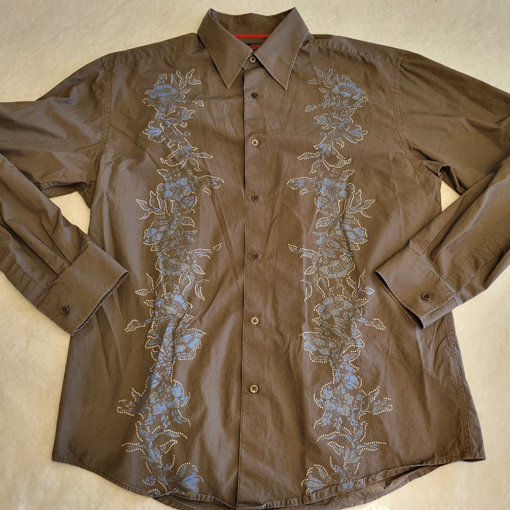 Contigo Men's Button Down Long Sleeve Shirt Size L Gray.Pre-owned